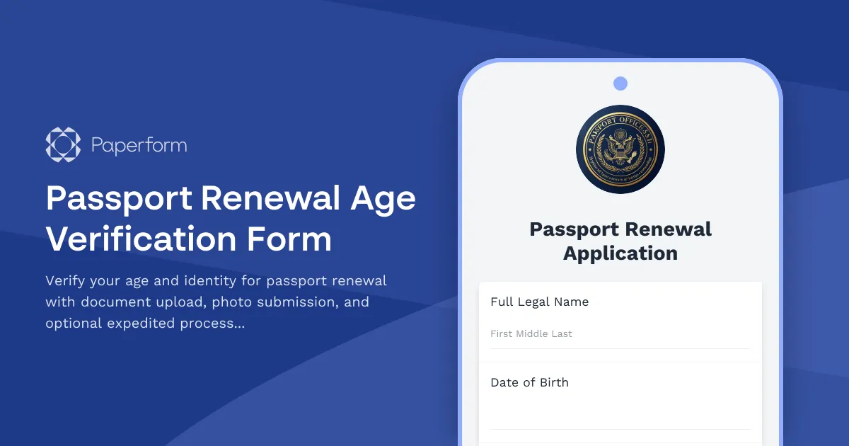 Passport Renewal Age Verification Form