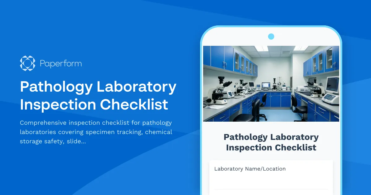 Pathology Laboratory Inspection Checklist