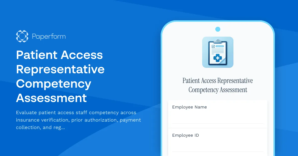 Patient Access Representative Competency Assessment