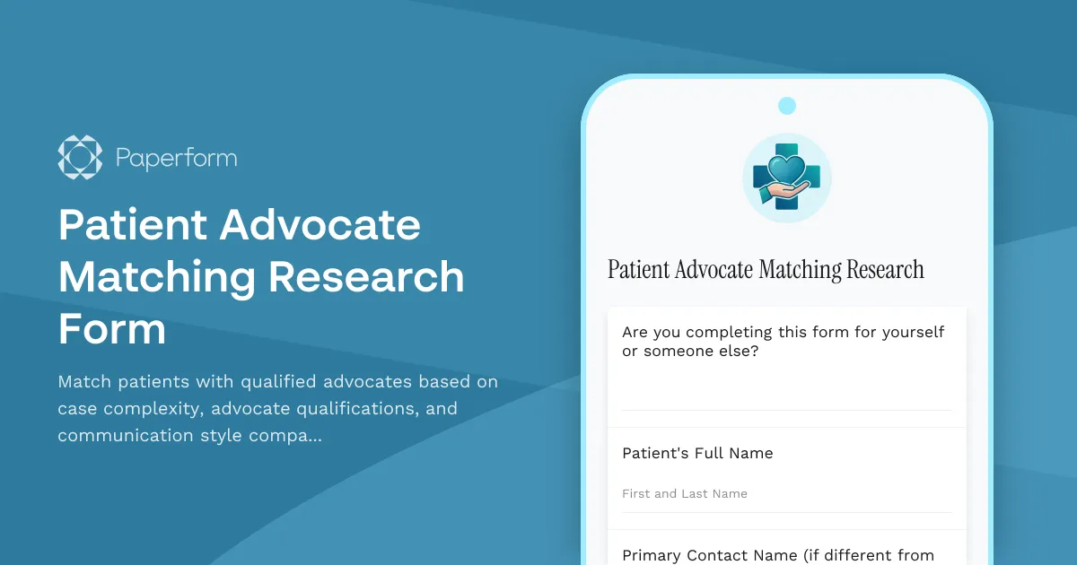 Patient Advocate Matching Research Form