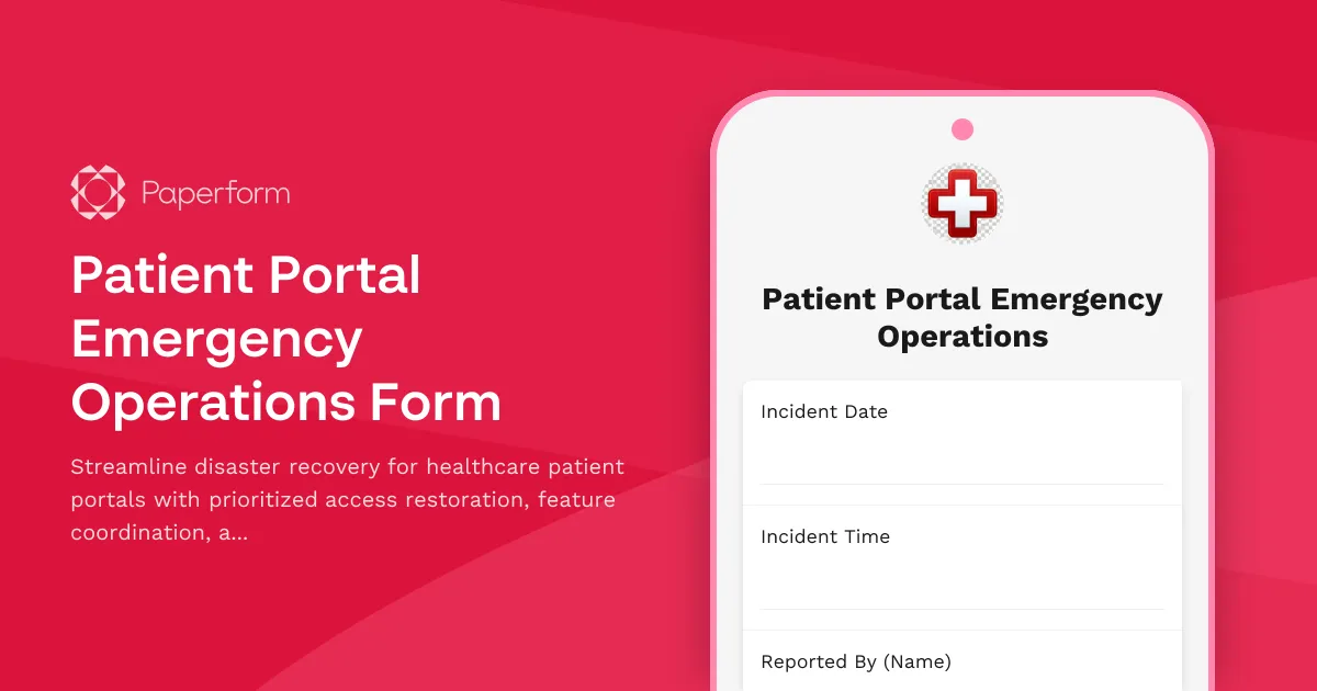 Patient Portal Emergency Operations Form