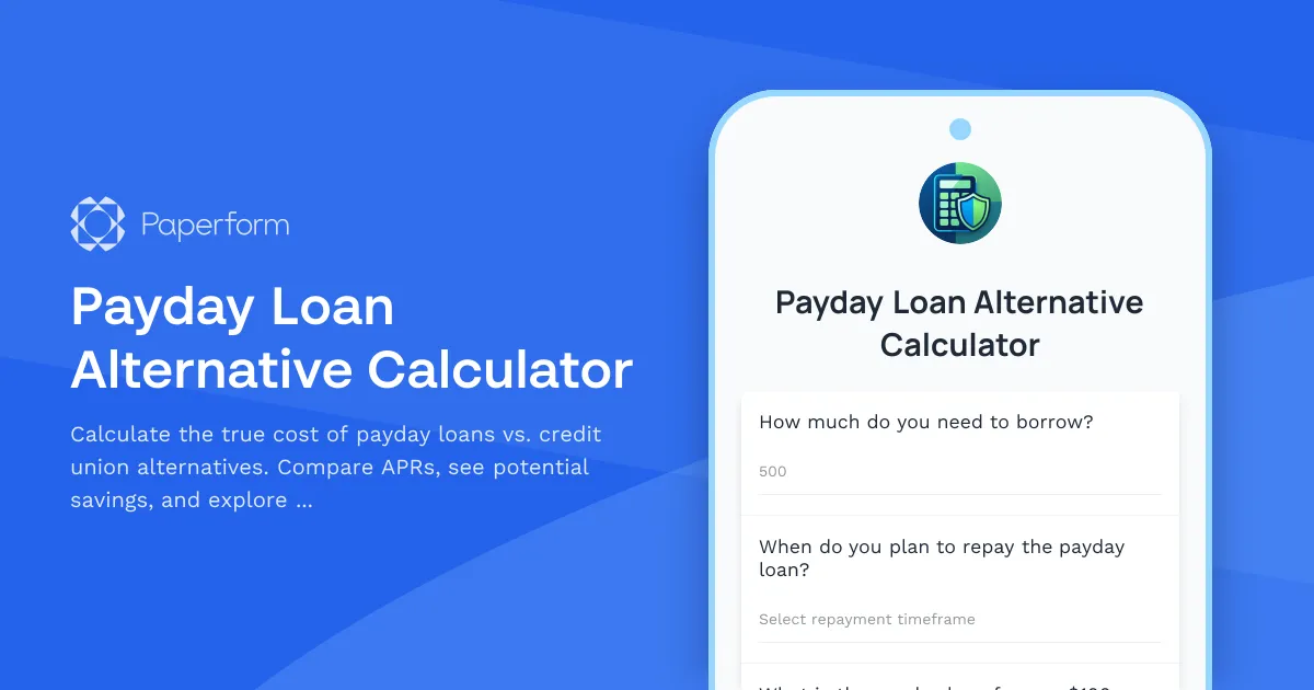 Payday Loan Alternative Calculator