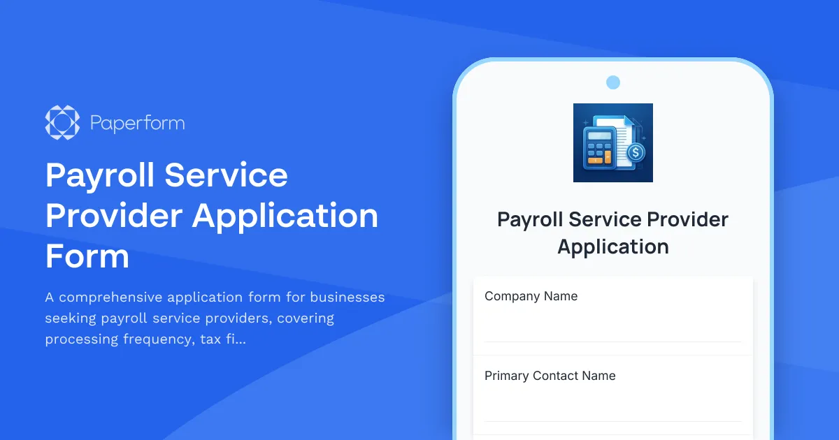 Payroll Service Provider Application Form
