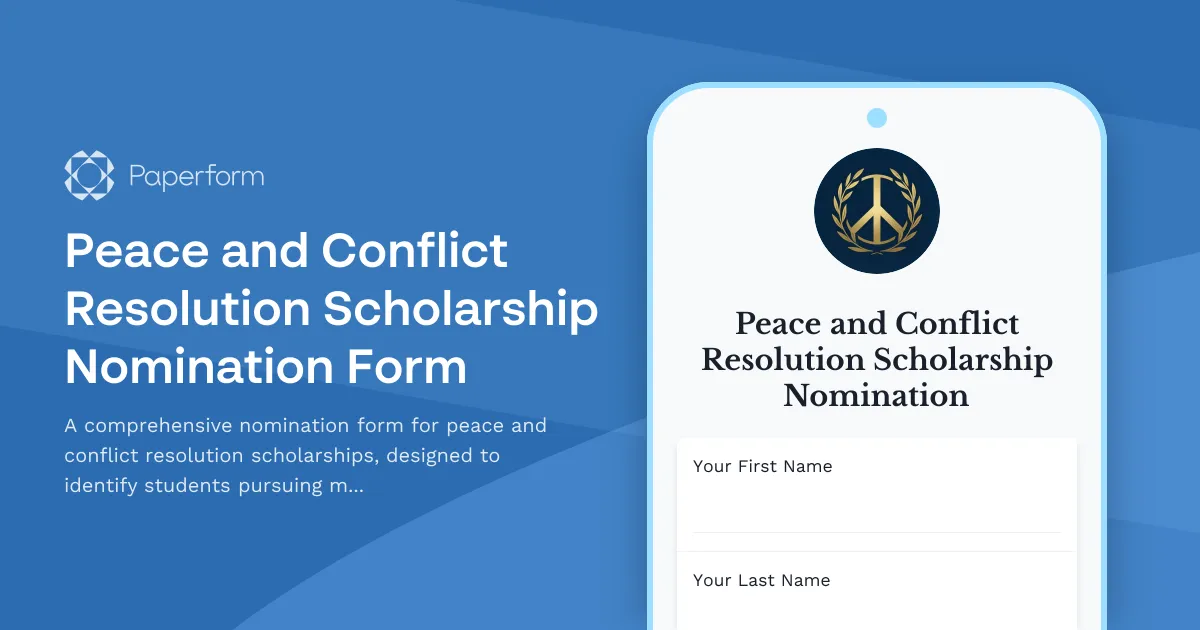 Peace and Conflict Resolution Scholarship Nomination Form