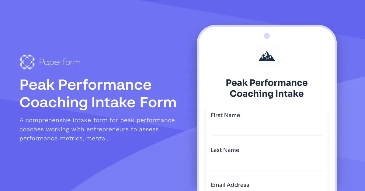 Peak Performance Coaching Intake Form