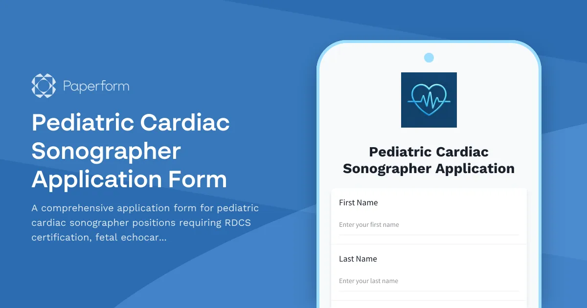 Pediatric Cardiac Sonographer Application Form
