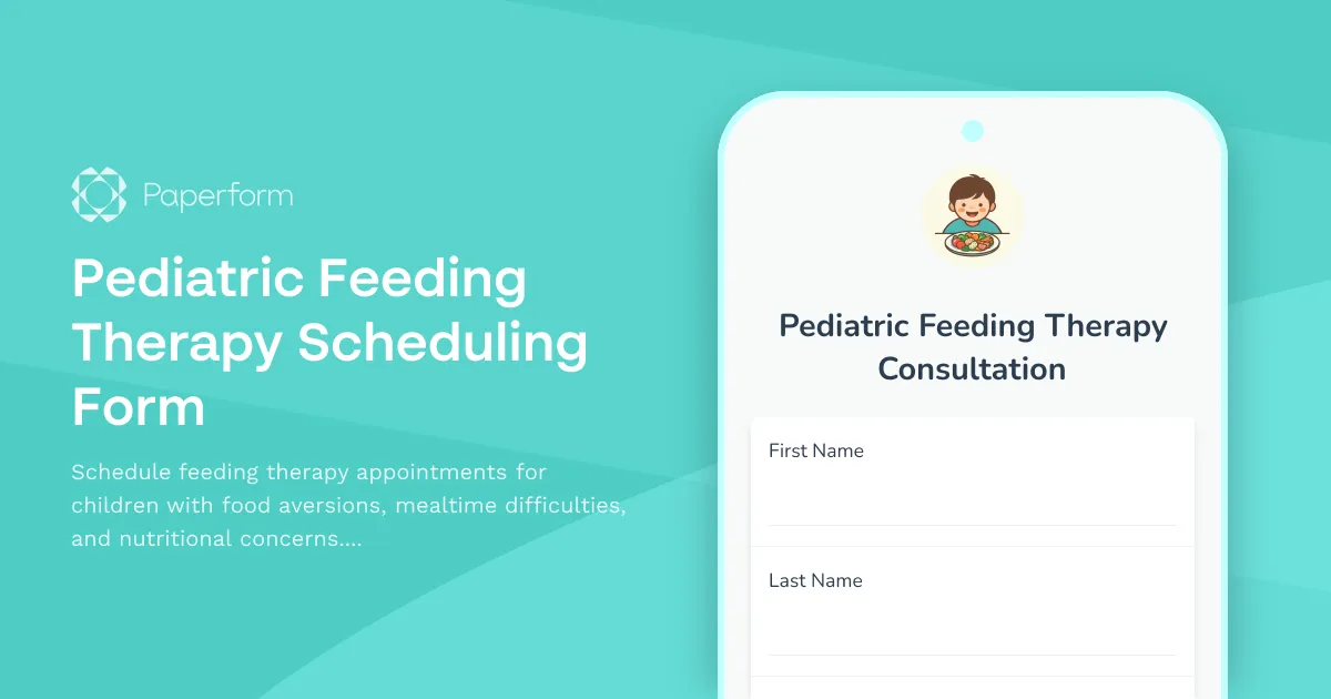 Pediatric Feeding Therapy Scheduling Form