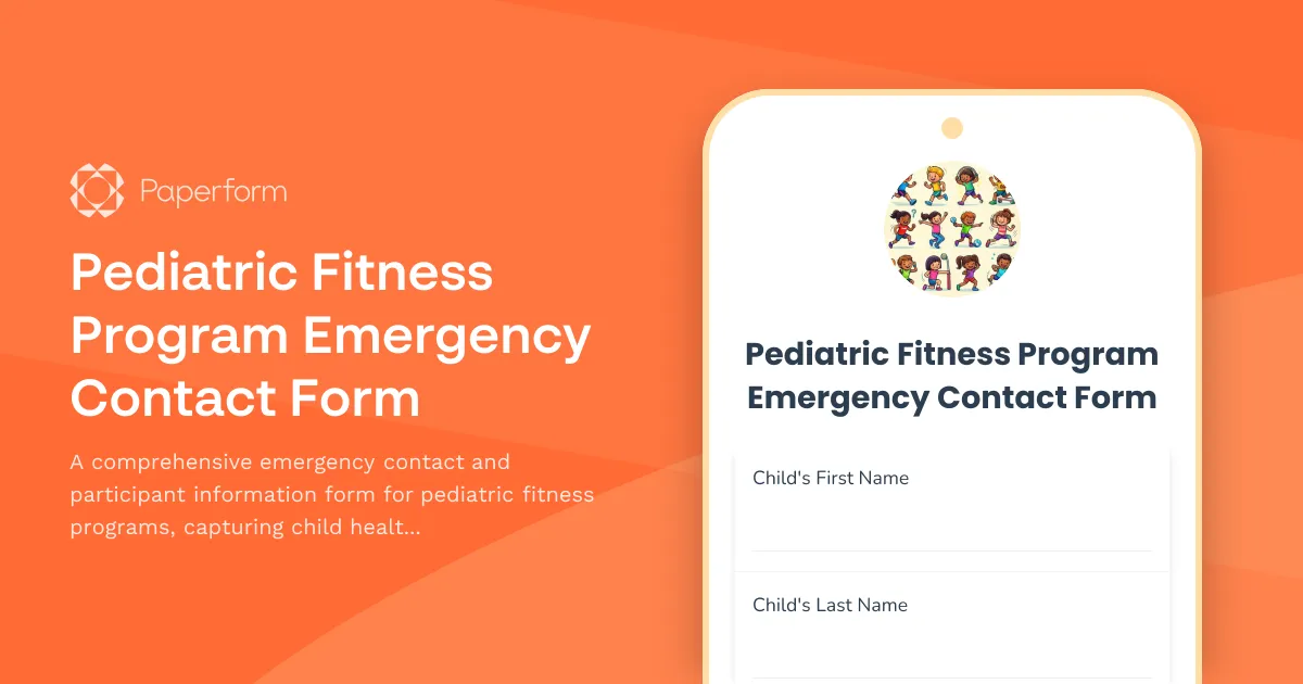 Pediatric Fitness Program Emergency Contact Form
