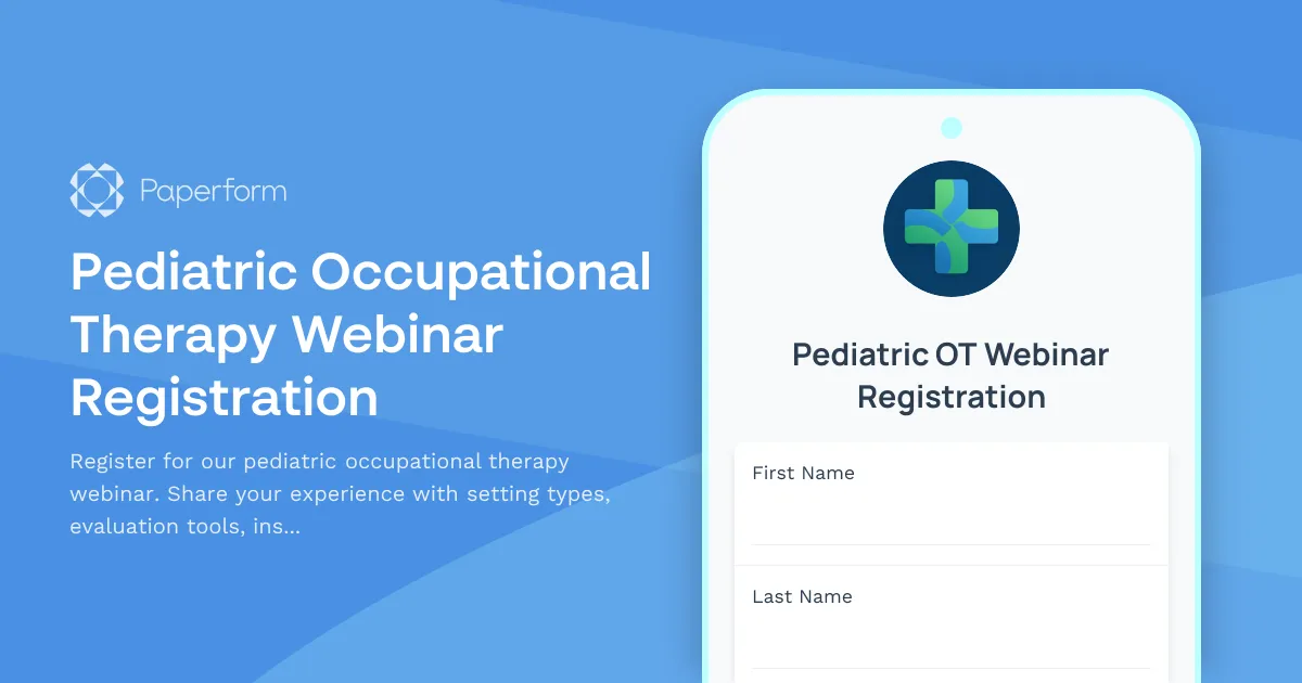 Pediatric Occupational Therapy Webinar Registration