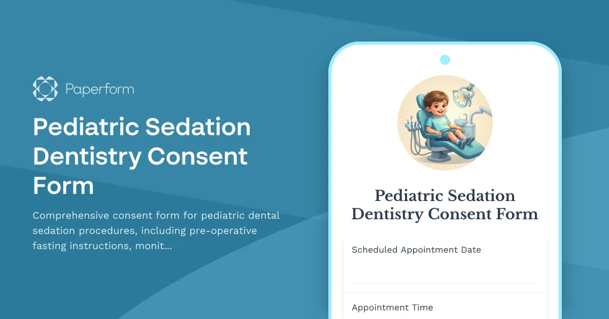 Pediatric Sedation Dentistry Consent Form