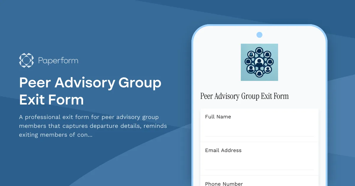 Peer Advisory Group Exit Form