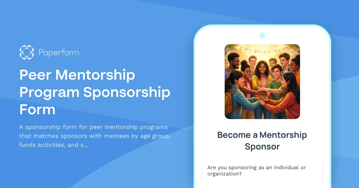 Peer Mentorship Program Sponsorship Form