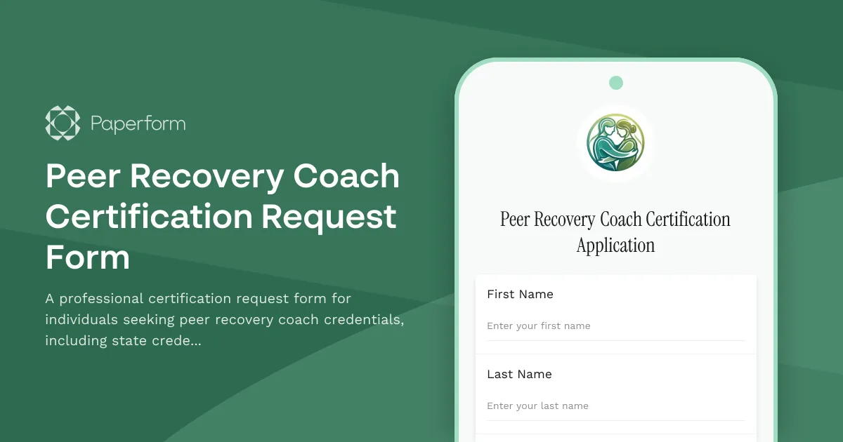 Peer Recovery Coach Certification Request Form