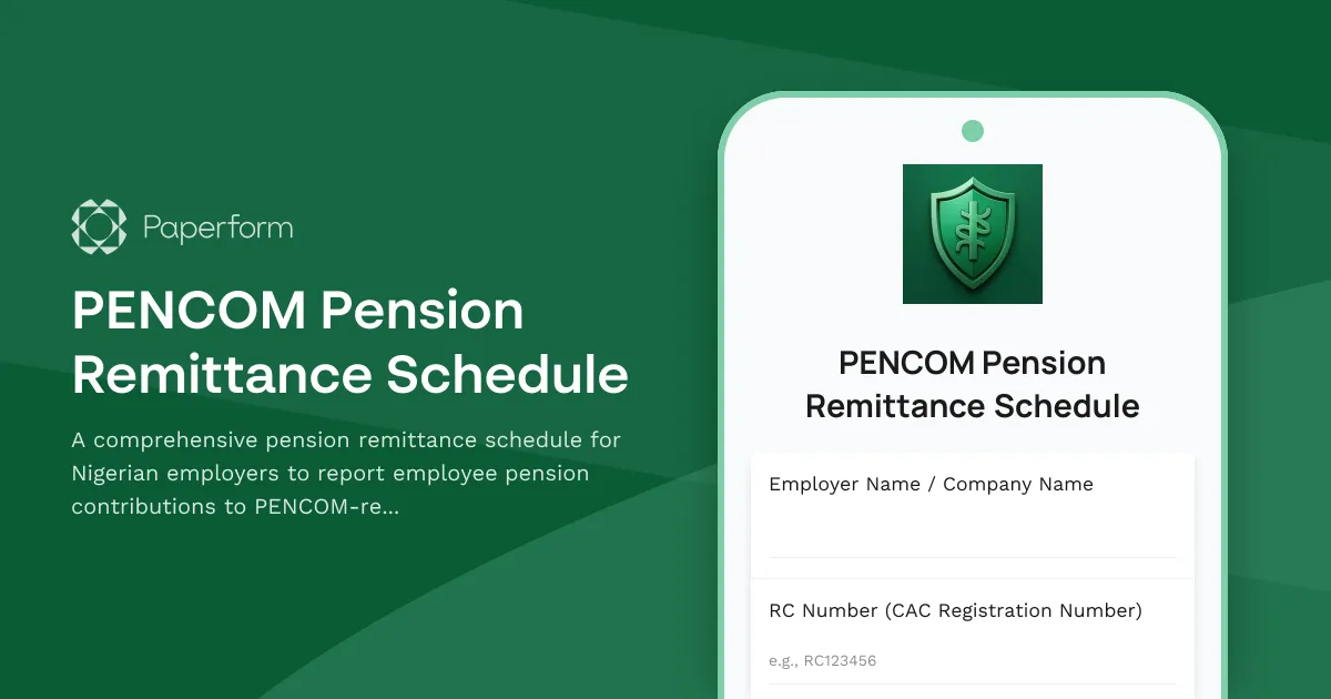 PENCOM Pension Remittance Schedule