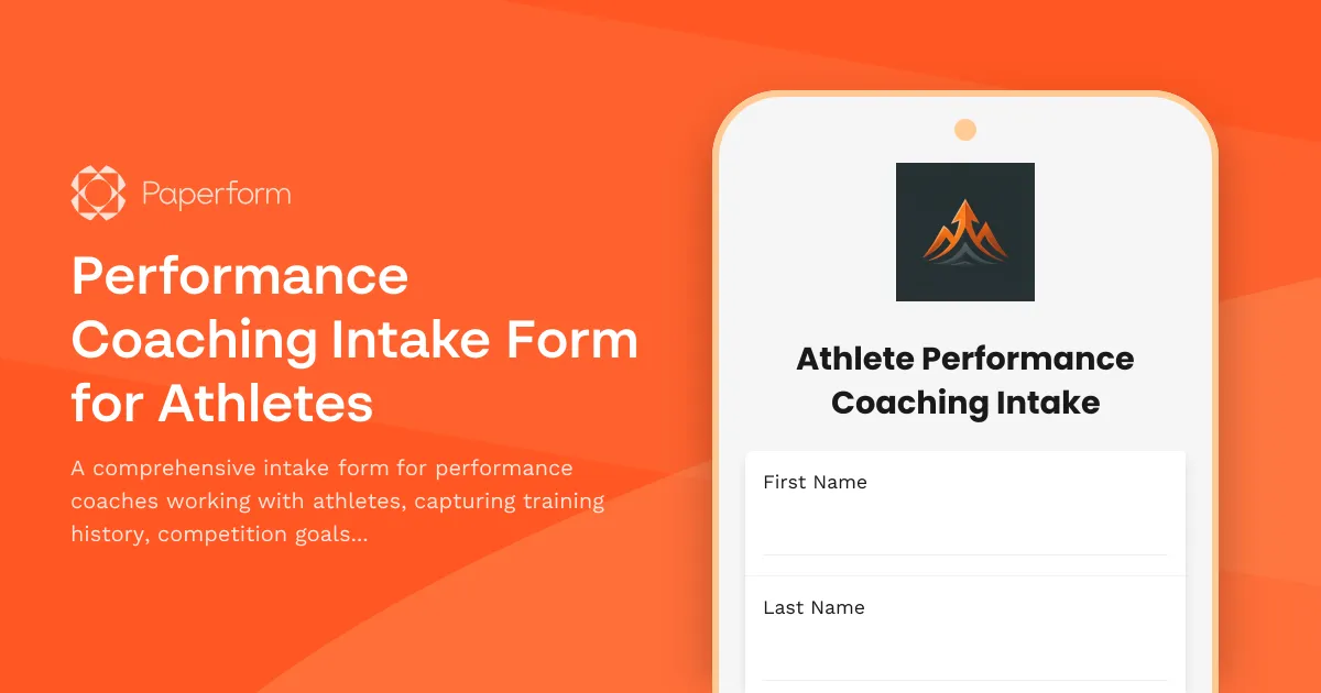 Performance Coaching Intake Form for Athletes