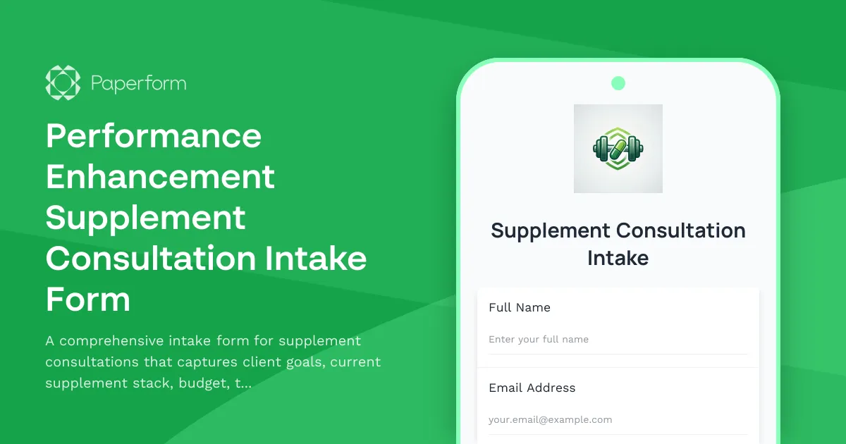 Performance Enhancement Supplement Consultation Intake Form