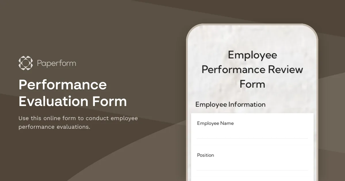 Performance Evaluation Form