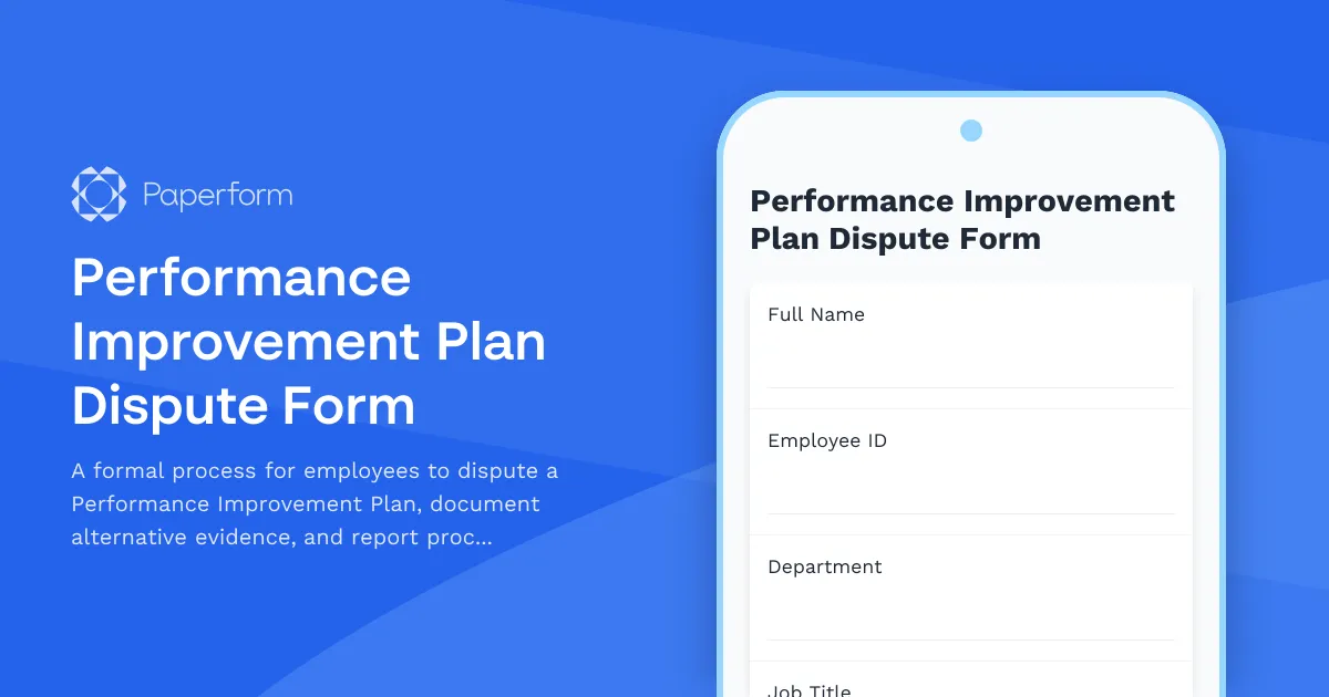 Performance Improvement Plan Dispute Form
