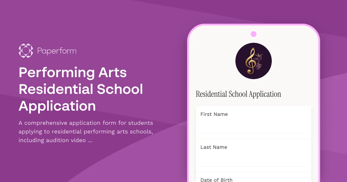 Performing Arts Residential School Application