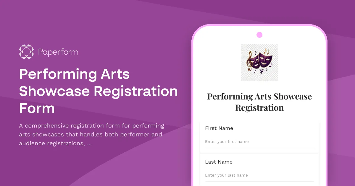 Performing Arts Showcase Registration Form