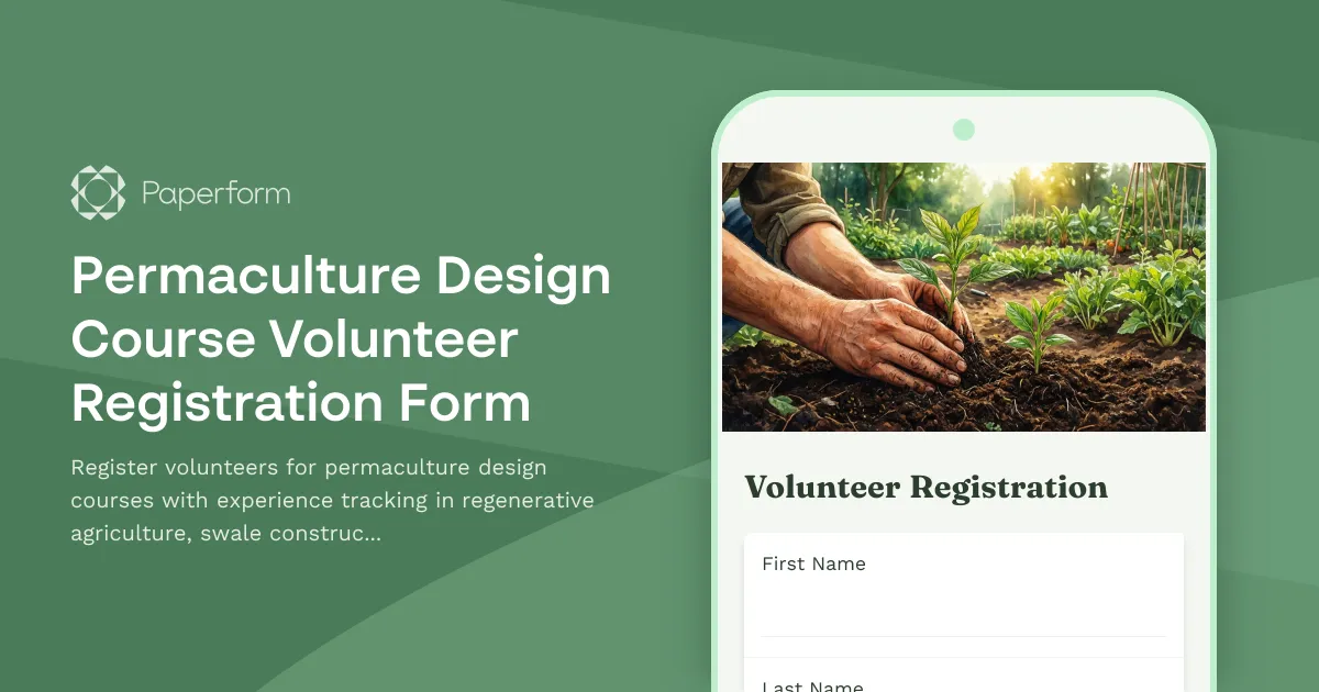 Permaculture Design Course Volunteer Registration Form
