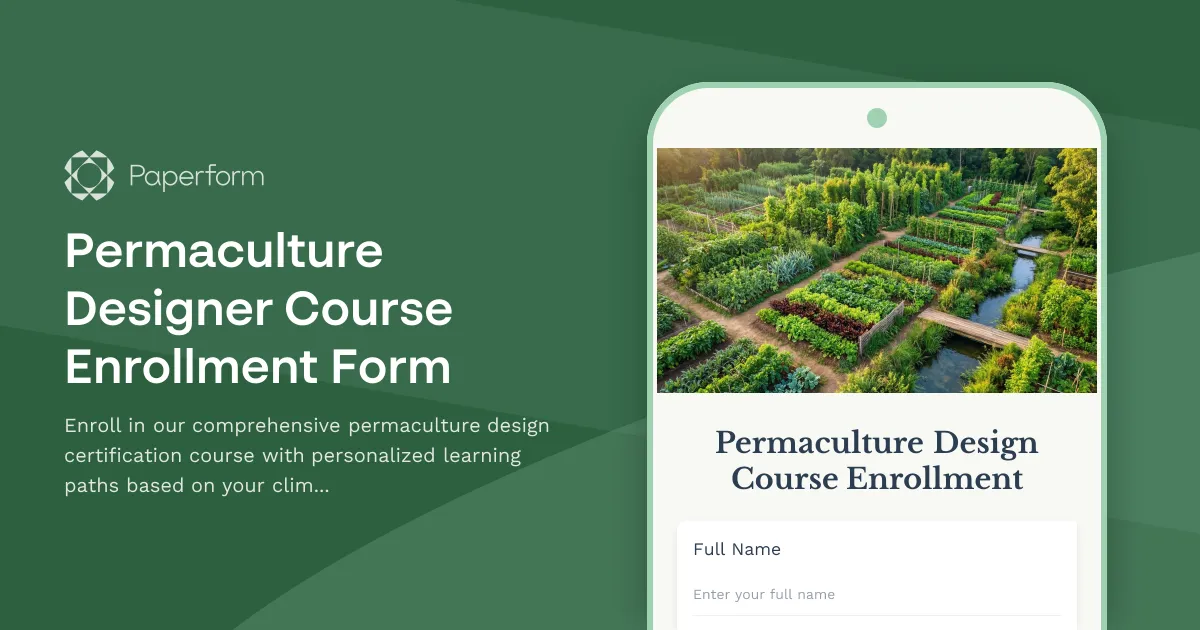 Permaculture Designer Course Enrollment Form