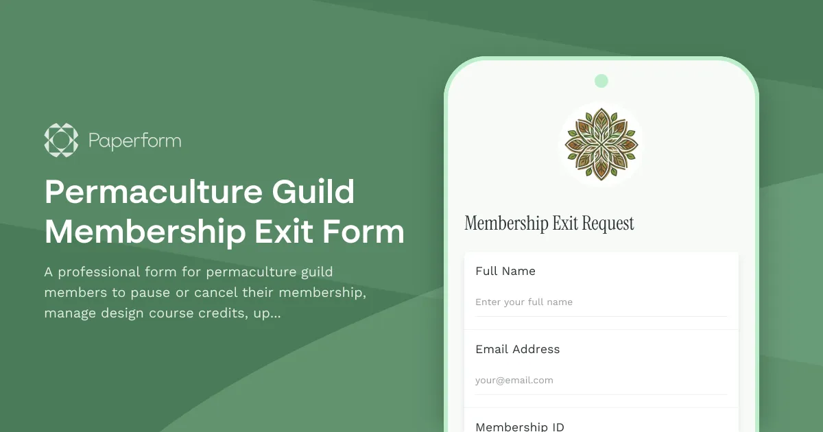 Permaculture Guild Membership Exit Form