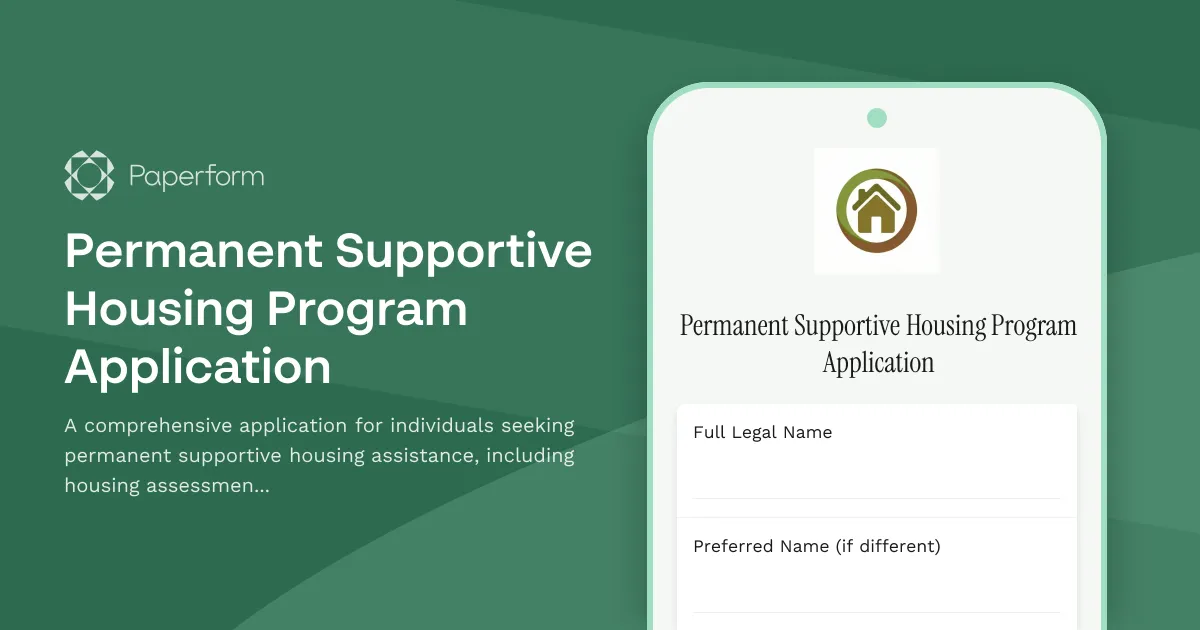 Permanent Supportive Housing Program Application