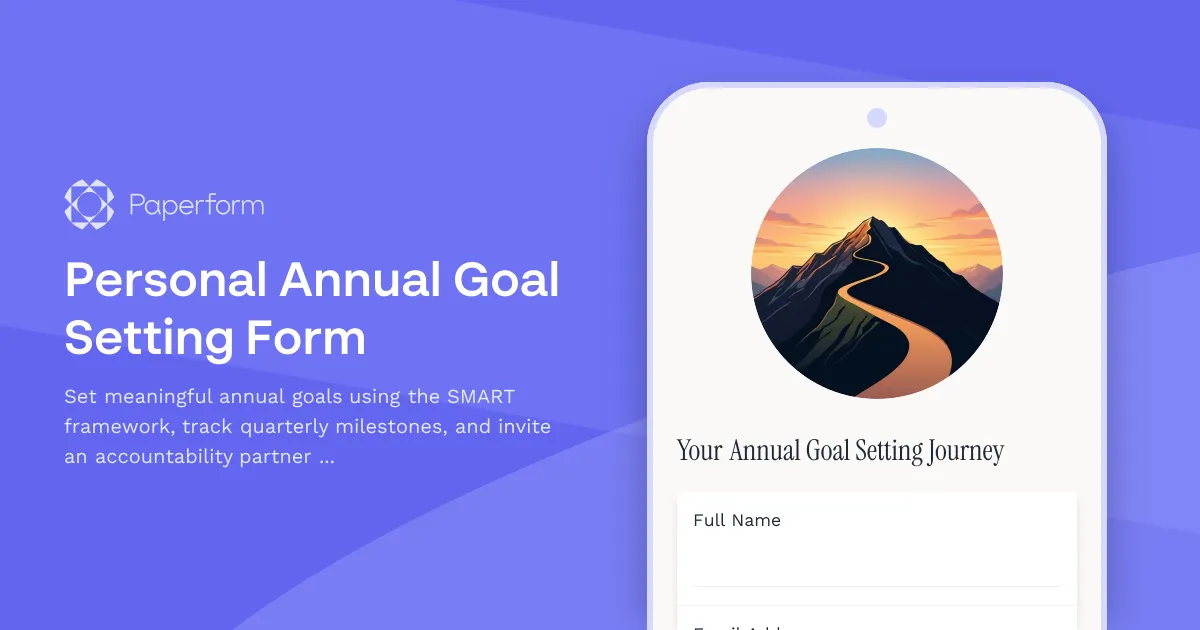 Personal Annual Goal Setting Form