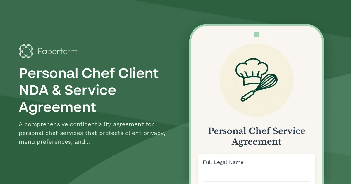 Personal Chef Client NDA & Service Agreement