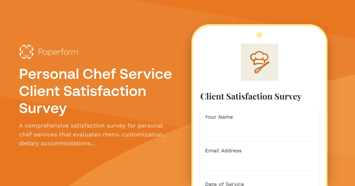 Personal Chef Service Client Satisfaction Survey