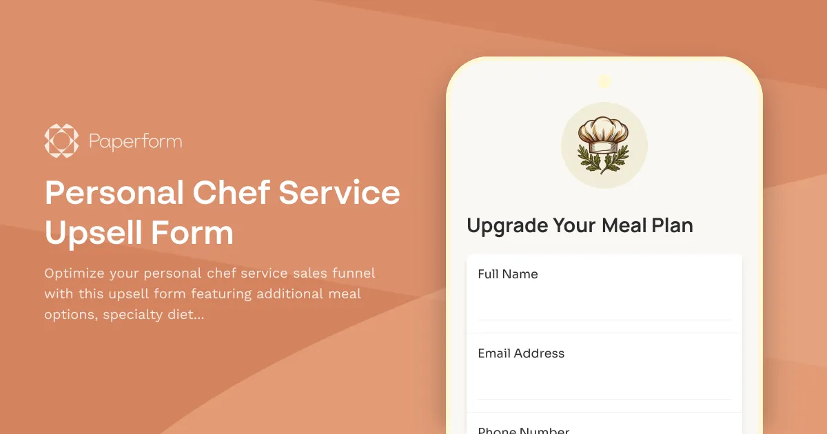 Personal Chef Service Upsell Form