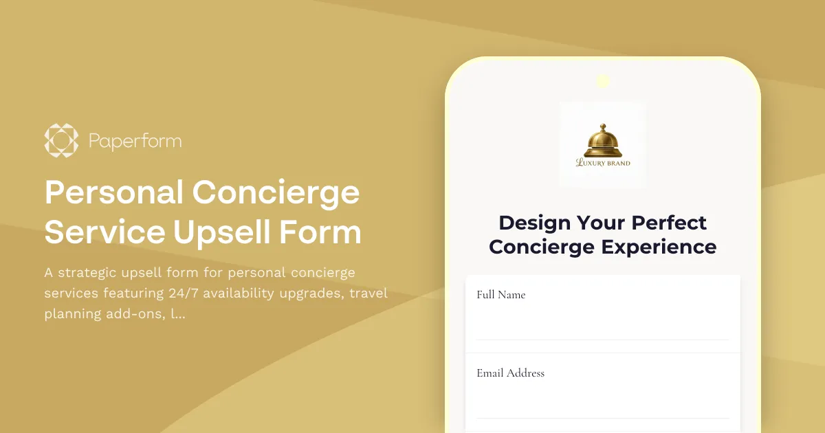 Personal Concierge Service Upsell Form