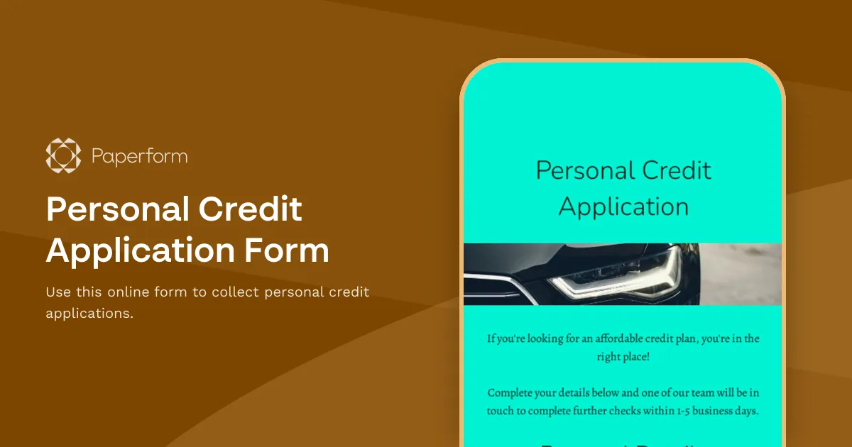Personal Credit Application Form