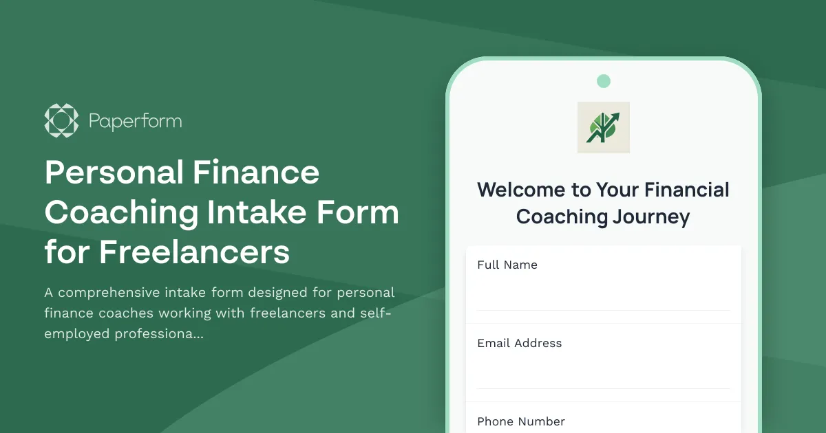 Personal Finance Coaching Intake Form for Freelancers