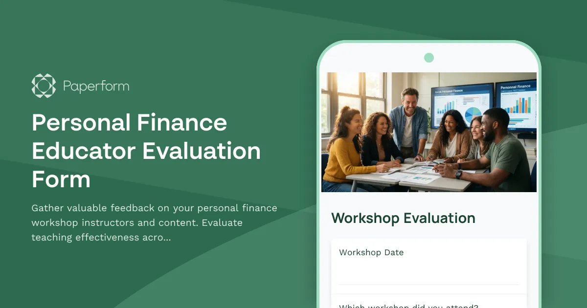 Personal Finance Educator Evaluation Form