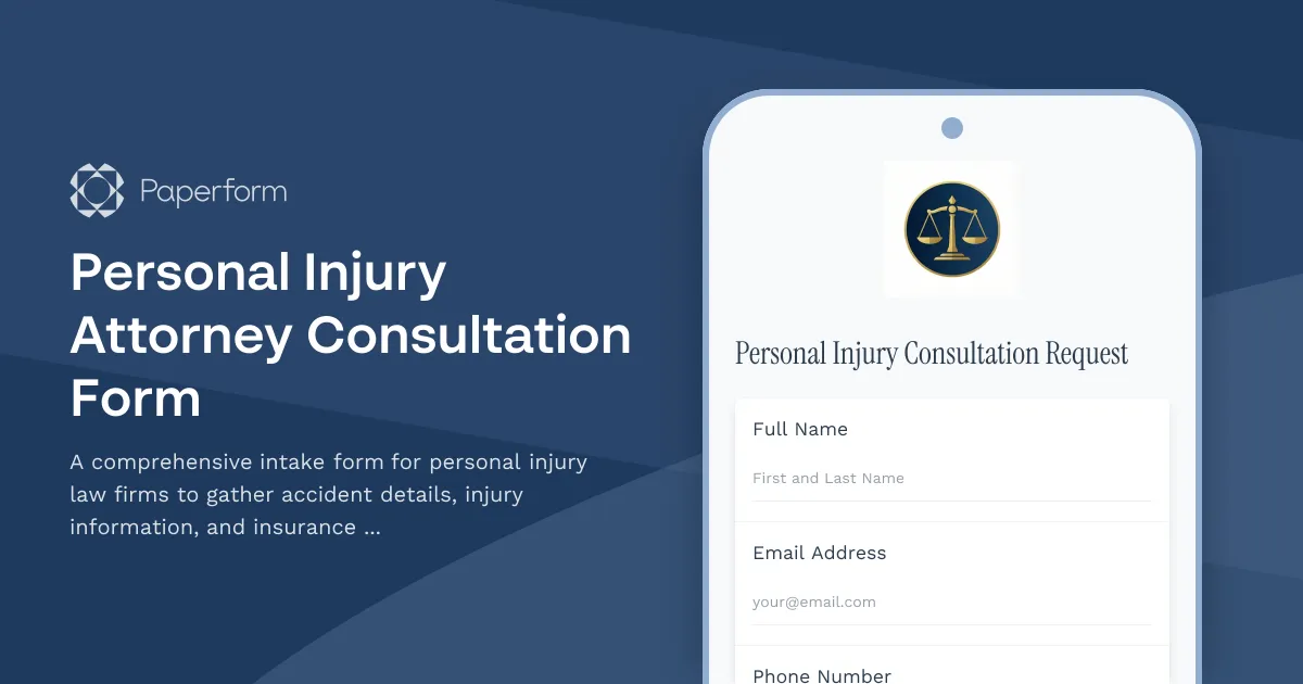 Personal Injury Attorney Consultation Form