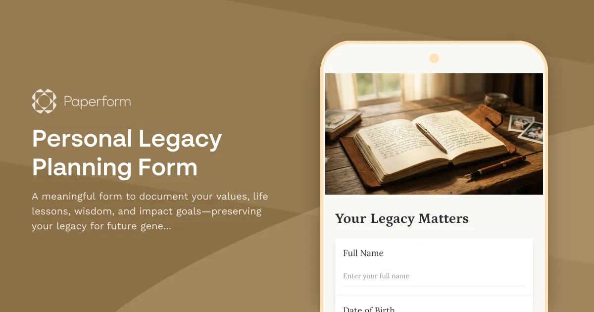 Personal Legacy Planning Form