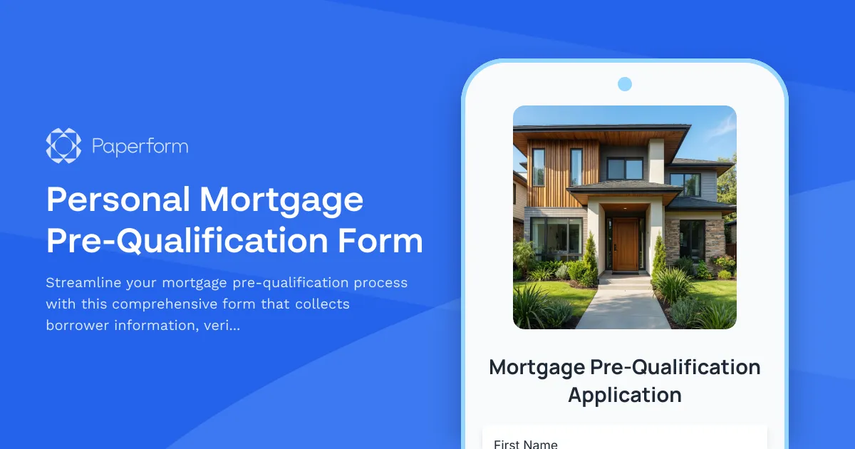 Personal Mortgage Pre-Qualification Form