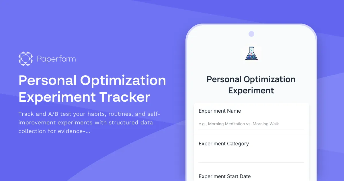 Personal Optimization Experiment Tracker