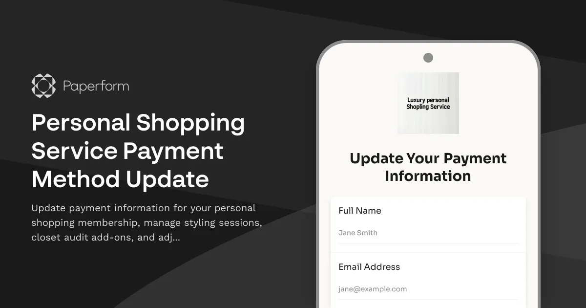 Personal Shopping Service Payment Method Update