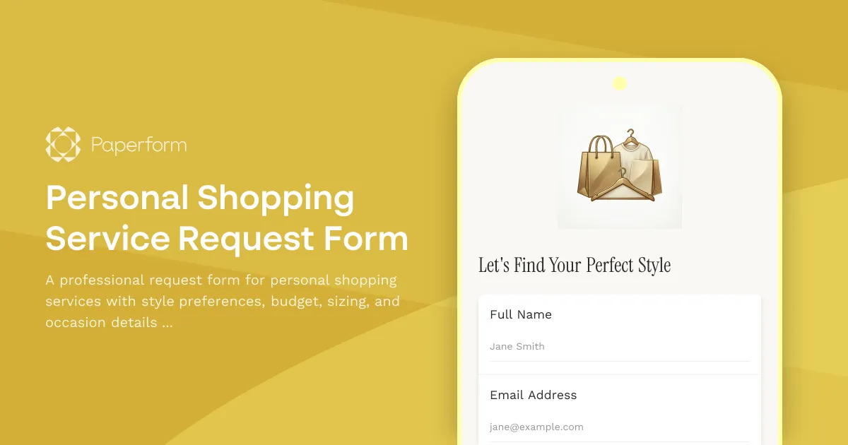 Personal Shopping Service Request Form