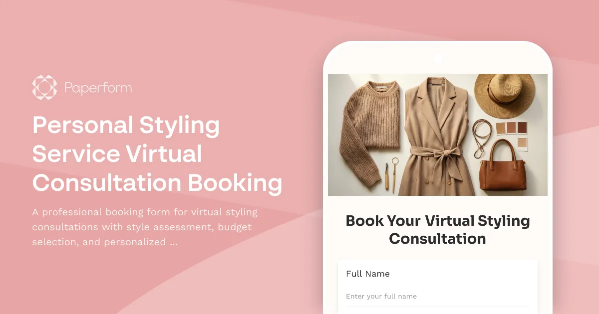 Personal Styling Service Virtual Consultation Booking