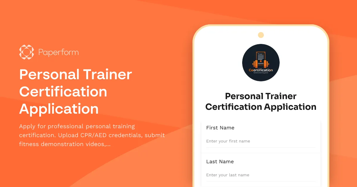 Personal Trainer Certification Application