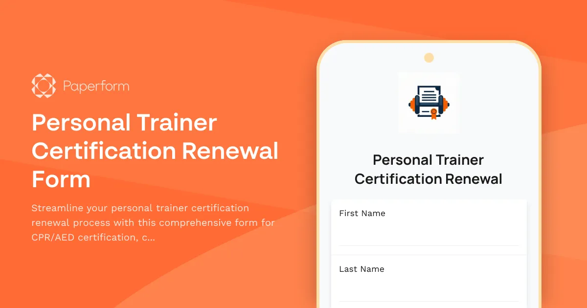 Personal Trainer Certification Renewal Form