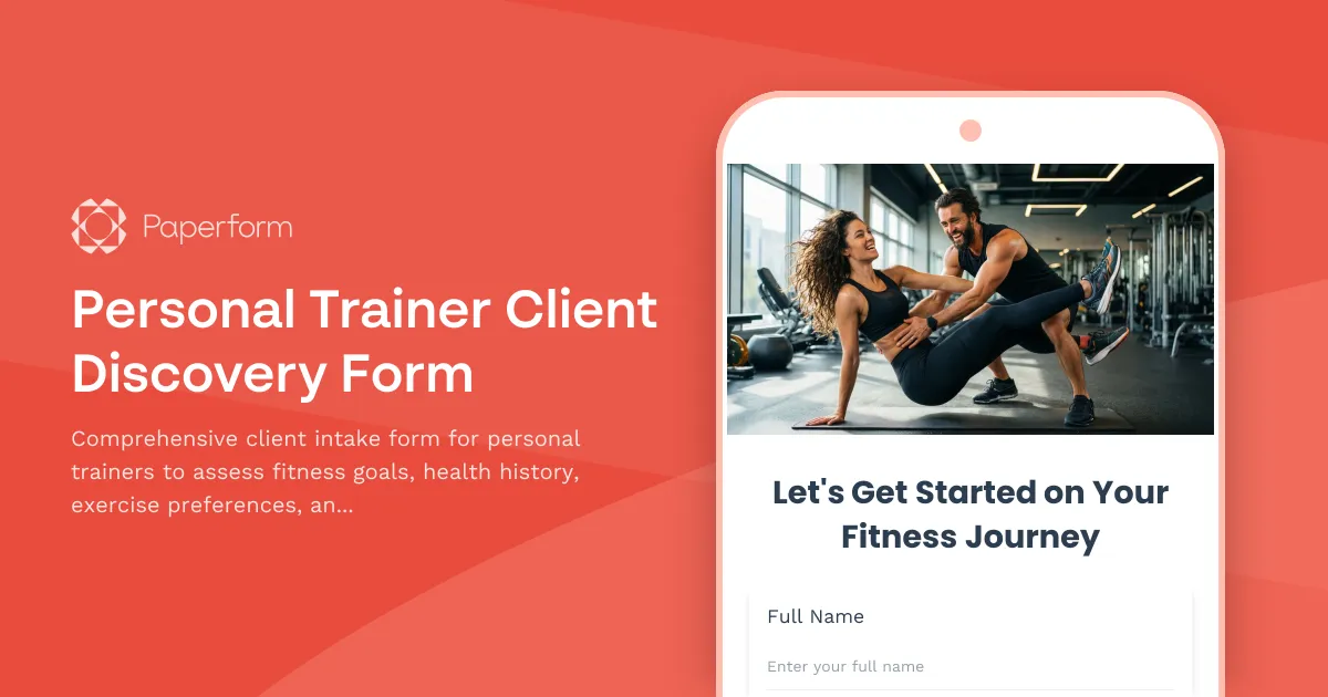 Personal Trainer Client Discovery Form