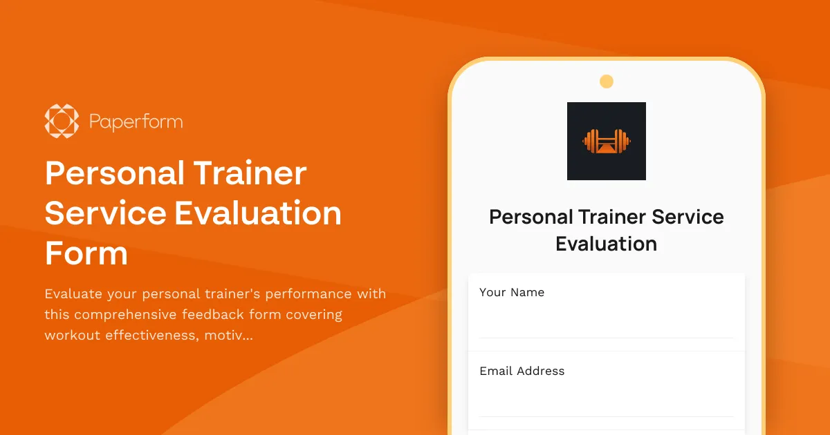 Personal Trainer Service Evaluation Form