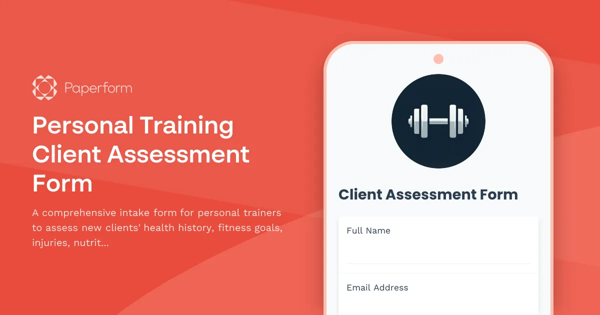 Personal Training Client Assessment Form