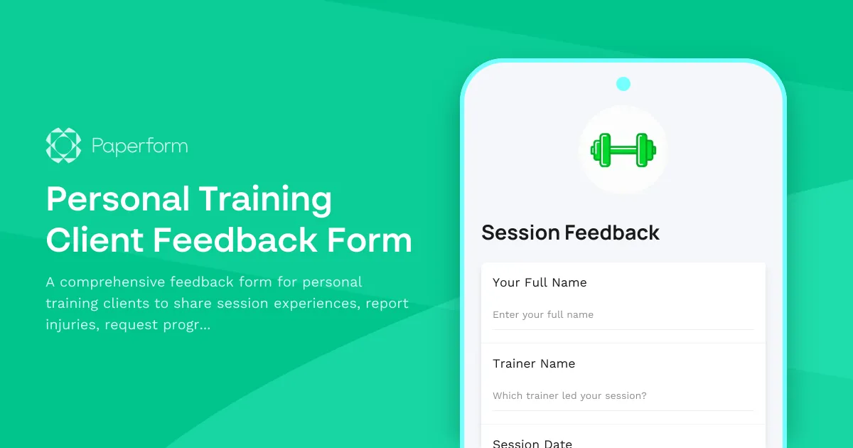 Personal Training Client Feedback Form