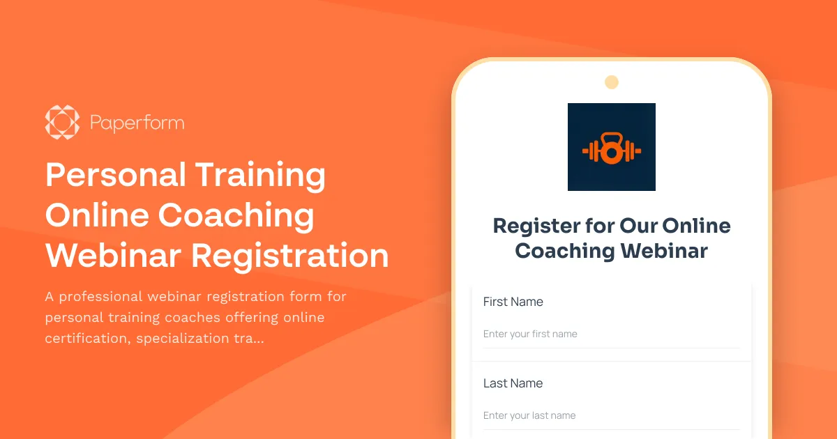 Personal Training Online Coaching Webinar Registration